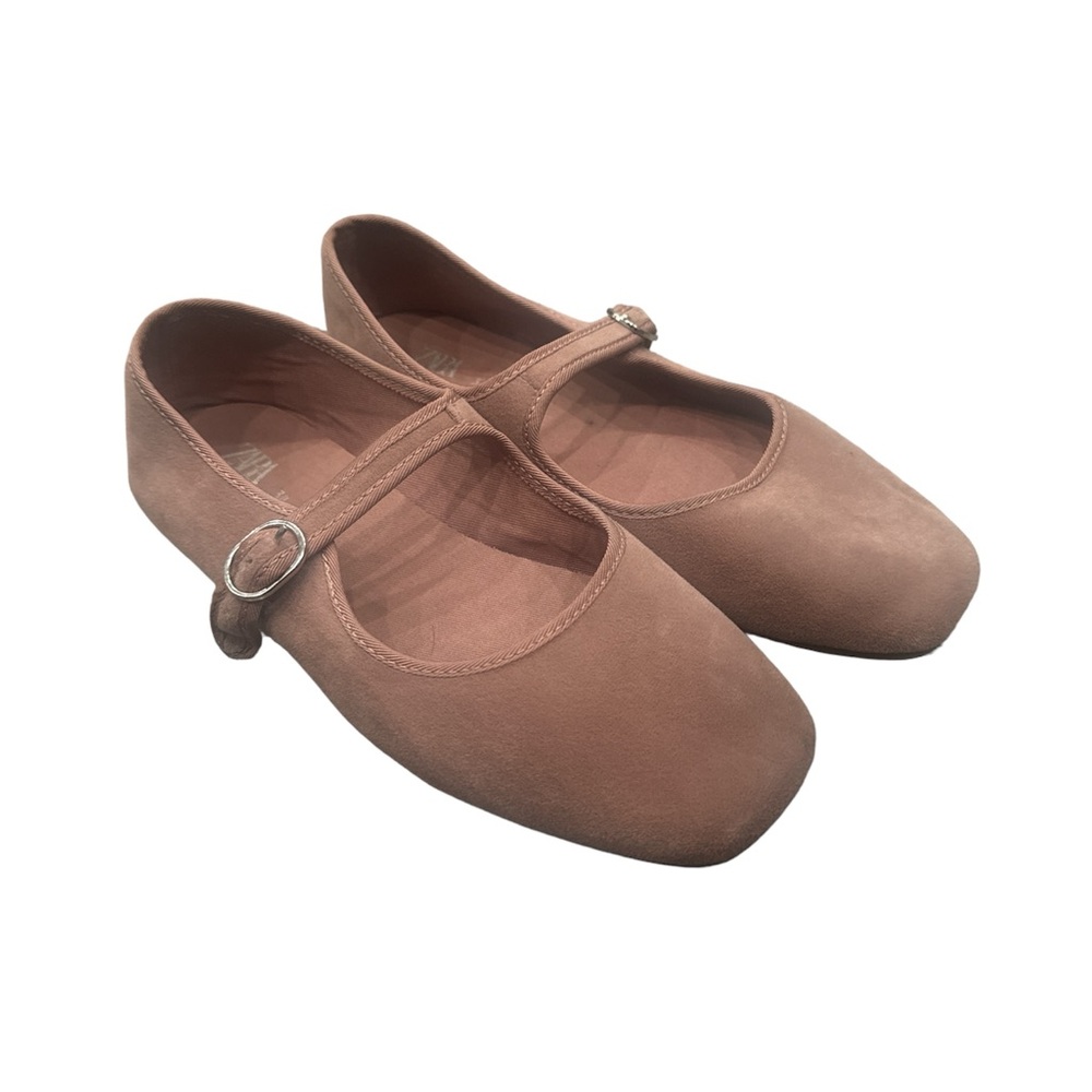 2/$40 Zara girls pink velvet ballet flats . Size 34
